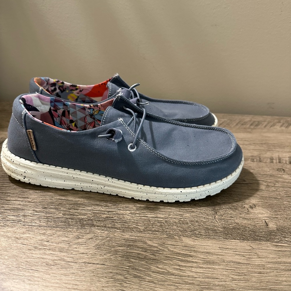 Hey Dude Blue and White Women's Sneakers - Picture 3 of 5